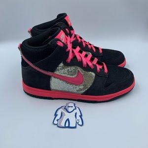 Nike Dunk High 6.0 Premium Black Pink Silver Sequin Women’s Sz 10